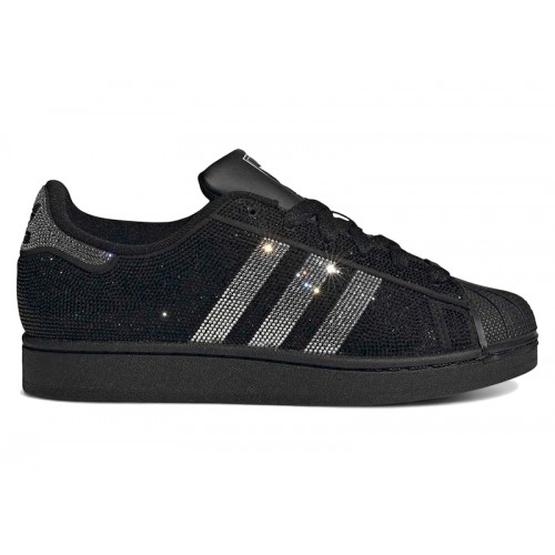 adidas Superstar II Rhinestone Black Silver (W) - женская сетка размеров