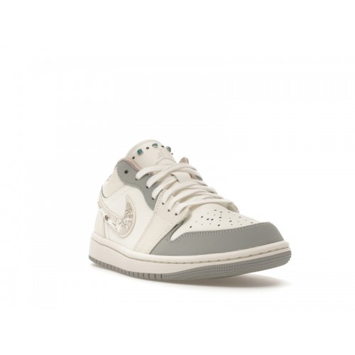 Wmns Air Jordan 1 Low Sail Soft Pearl Sequins - женская сетка размеров