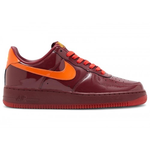 Nike Air Force 1 Low Patent Leather Dark Team Red Safety Orange - мужская сетка размеров