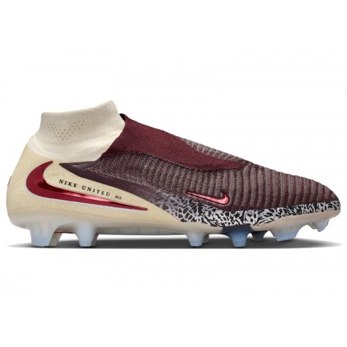 Nike United Phantom 6 High Elite FG Burgundy Crush Fossil University Red - мужская сетка размеров