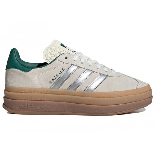Кроссы adidas Gazelle Bold Off White Collegiate Green (W) - женская сетка размеров