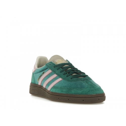 Кроссы adidas Handball Spezial Green Pink Velvet (W) - женская сетка размеров