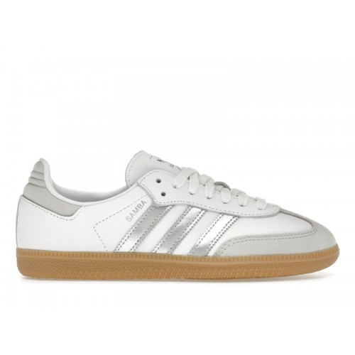 Кроссы adidas Samba OG White Silver Metallic Grey (W) - женская сетка размеров