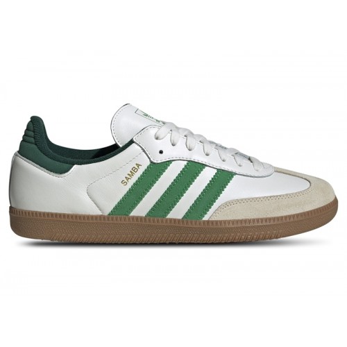 Кроссы adidas Samba OG White Green Collegiate Green - мужская сетка размеров