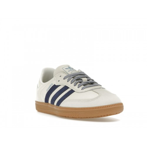 Кроссы adidas Samba Off White Dark Blue (W) - женская сетка размеров