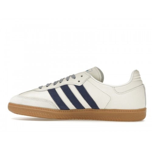 Кроссы adidas Samba Off White Dark Blue (W) - женская сетка размеров