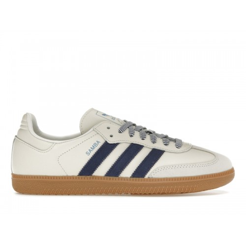 Кроссы adidas Samba Off White Dark Blue (W) - женская сетка размеров