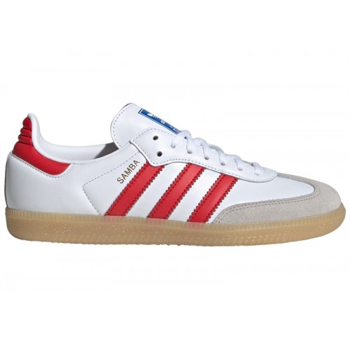 Кроссы adidas Samba OG Cloud White Collegiate Red Gum (GS) - подростковая сетка размеров