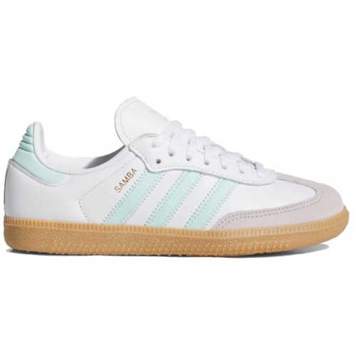 Кроссы adidas Samba OG White Semi Flash Aqua (GS) - подростковая сетка размеров