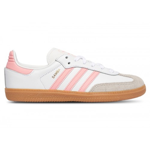 Кроссы adidas Samba OG Cloud White Semi Pink Spark Gum (PS) - детская сетка размеров