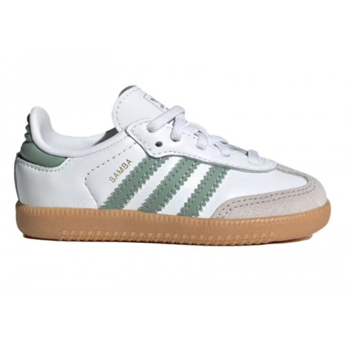 Кроссы adidas Samba OG Cloud White SIlver Green (TD) - детская сетка размеров