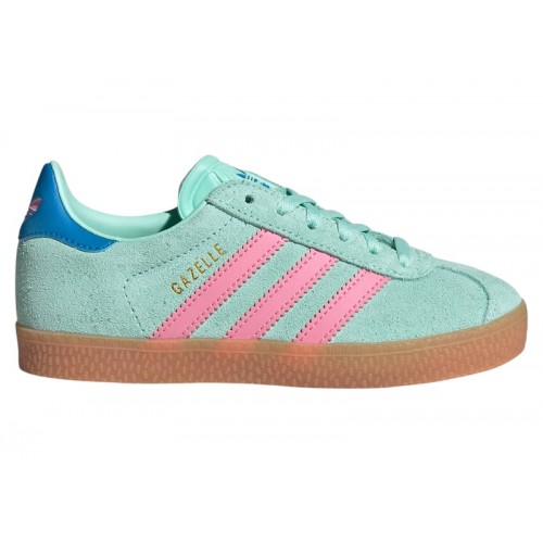 adidas Gazelle Clear Mint Bliss Pink Bright Blue (PS) - детская сетка размеров