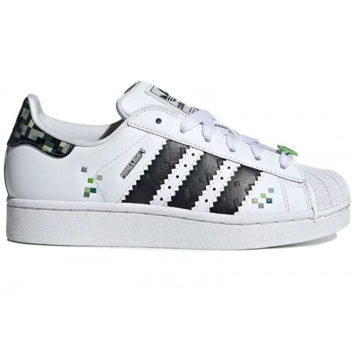 Кроссы adidas Superstar Minecraft Creeper (GS) - подростковая сетка размеров