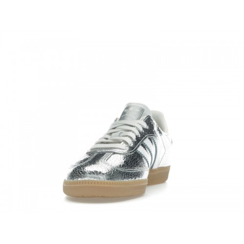 Кроссы adidas Samba OG Silver Metallic Cracked Leather (W) - женская сетка размеров