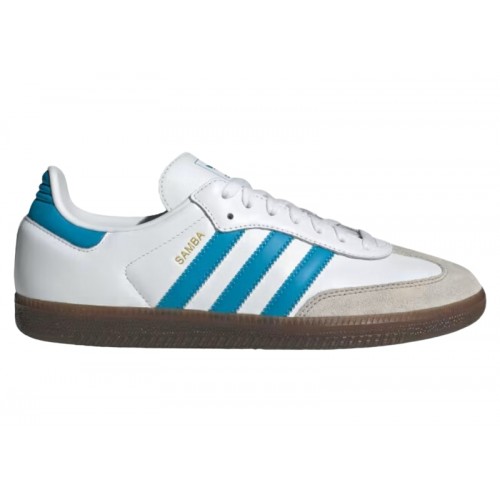 Кроссы adidas Samba OG White Shock Cyan - мужская сетка размеров