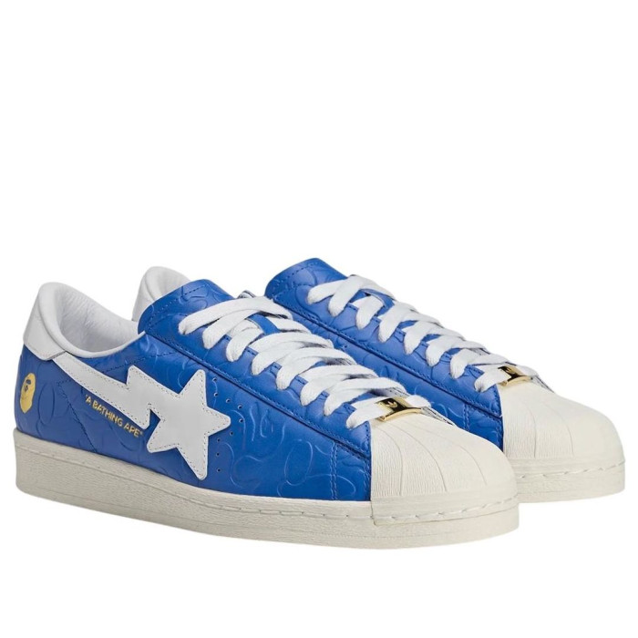 BAPE x adidas Superstar Vintage Blue White - мужская сетка размеров BAPE x adidas Superstar Vintage Blue White - мужская сетка размеров