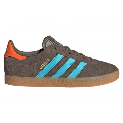 adidas Gazelle Brown Blue Glow Impact Orange (GS) - подростковая сетка размеров