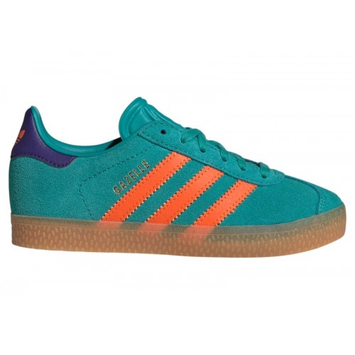adidas Gazelle Pure Teal Impact Orange Collegiate Purple (PS) - детская сетка размеров
