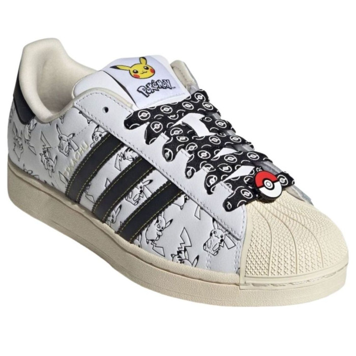 PokéMon x adidas Superstar Pikachu White - мужская сетка размеров PokéMon x adidas Superstar Pikachu White - мужская сетка размеров