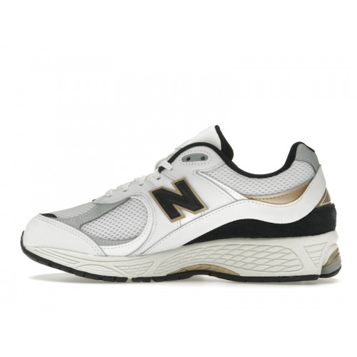 Кроссы New Balance 2002R White Black Gold Metallic - мужская сетка размеров