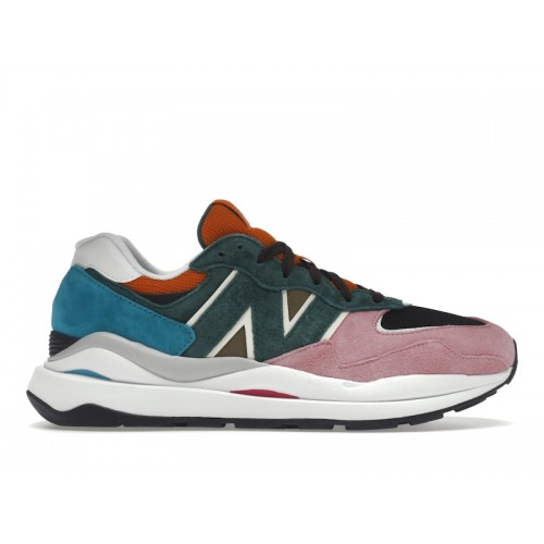 Кроссы New Balance 57/40 Pink Lemonade Green Black Orange - мужская сетка размеров