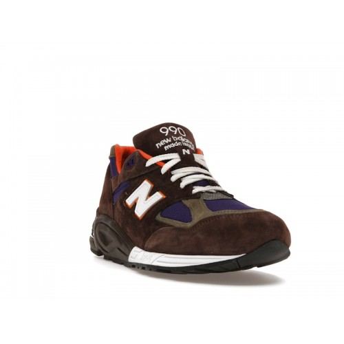 Кроссы New Balance 990v2 MiUSA Brown Purple - мужская сетка размеров