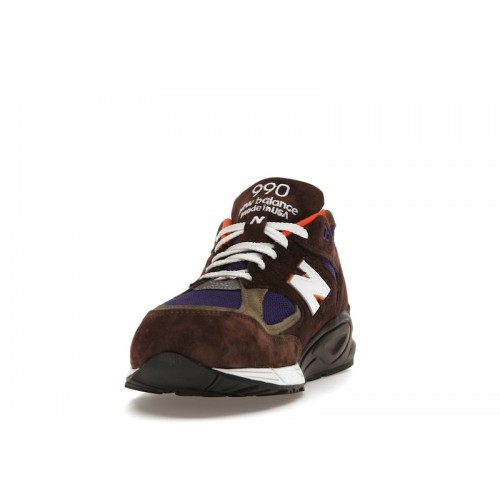 Кроссы New Balance 990v2 MiUSA Brown Purple - мужская сетка размеров