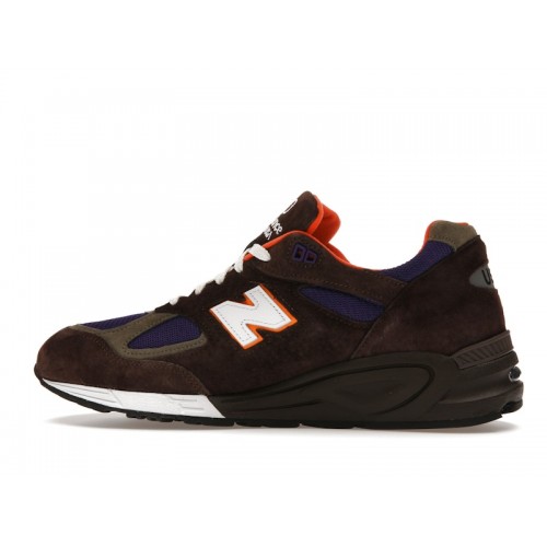 Кроссы New Balance 990v2 MiUSA Brown Purple - мужская сетка размеров