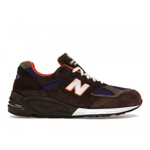 Кроссы New Balance 990v2 MiUSA Brown Purple - мужская сетка размеров