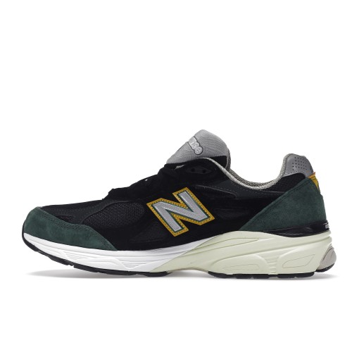 Кроссы New Balance 990v3 MiUSA Black Green Yellow - мужская сетка размеров