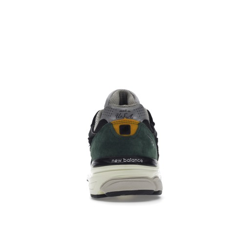 Кроссы New Balance 990v3 MiUSA Black Green Yellow - мужская сетка размеров