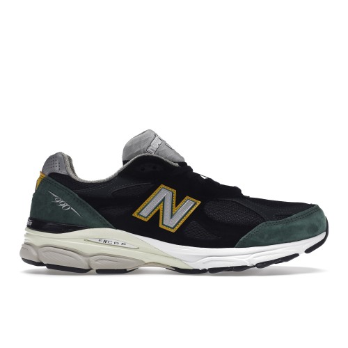 Кроссы New Balance 990v3 MiUSA Black Green Yellow - мужская сетка размеров