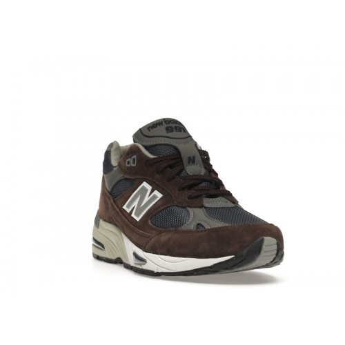 Кроссы New Balance 991 Brown Navy Grey - мужская сетка размеров
