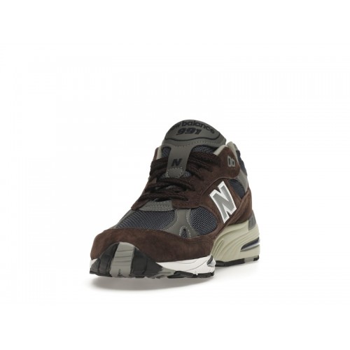 Кроссы New Balance 991 Brown Navy Grey - мужская сетка размеров