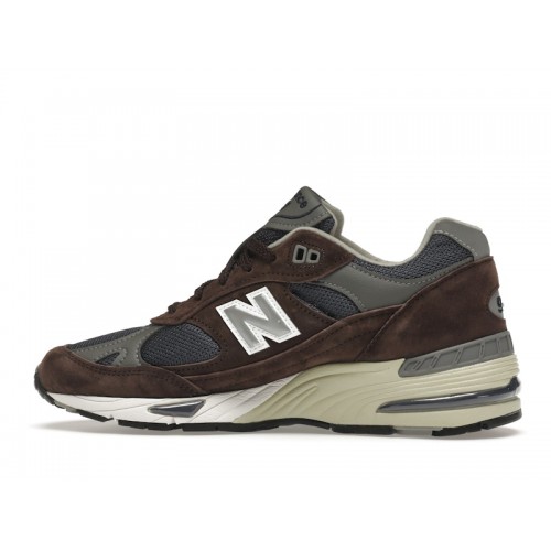 Кроссы New Balance 991 Brown Navy Grey - мужская сетка размеров