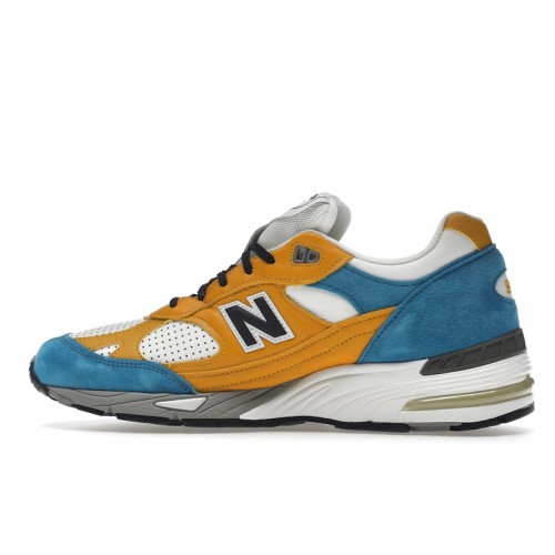 Кроссы New Balance 991 MiUK SNS Blue Yellow - мужская сетка размеров