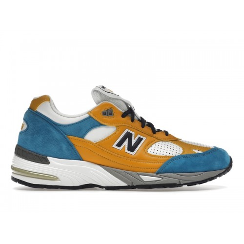 Кроссы New Balance 991 MiUK SNS Blue Yellow - мужская сетка размеров