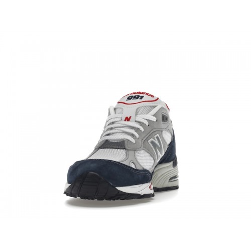 Кроссы New Balance 991 Grey Navy Red - мужская сетка размеров