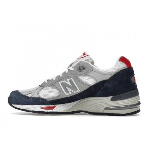 Кроссы New Balance 991 Grey Navy Red - мужская сетка размеров