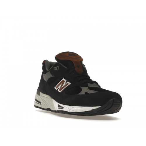 Кроссы New Balance 991 MiUK Black Grey Brown - мужская сетка размеров