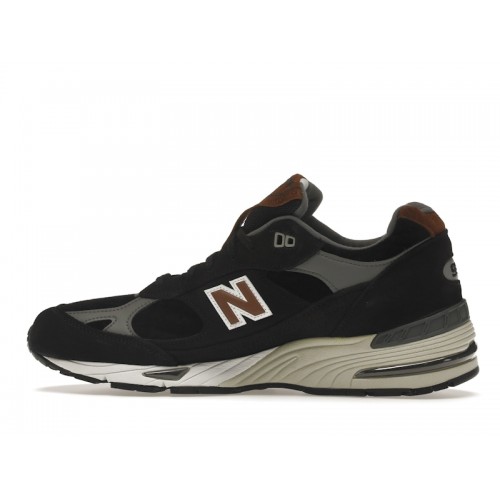 Кроссы New Balance 991 MiUK Black Grey Brown - мужская сетка размеров