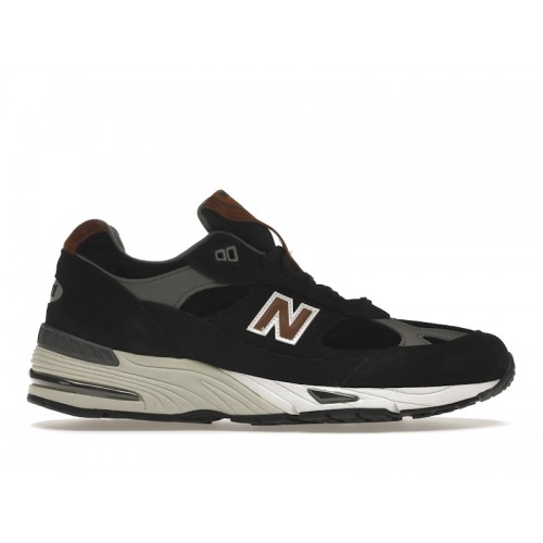 Кроссы New Balance 991 MiUK Black Grey Brown - мужская сетка размеров
