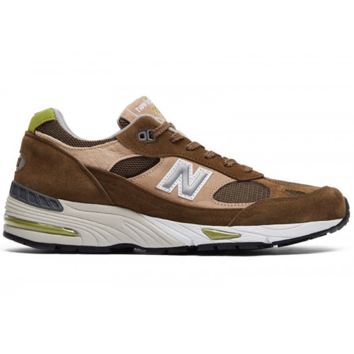 Кроссы New Balance 991 MiUK Brown Tan Green - мужская сетка размеров