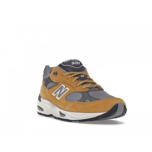 Кроссы New Balance 991 MiUK Tan Grey Dark Grey - мужская сетка размеров