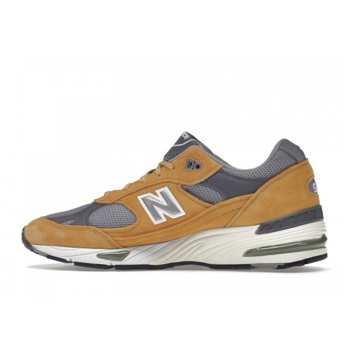 Кроссы New Balance 991 MiUK Tan Grey Dark Grey - мужская сетка размеров