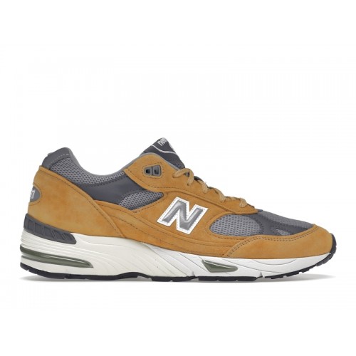 Кроссы New Balance 991 MiUK Tan Grey Dark Grey - мужская сетка размеров