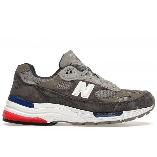 Кроссы New Balance 992 Grey Blue Red - мужская сетка размеров