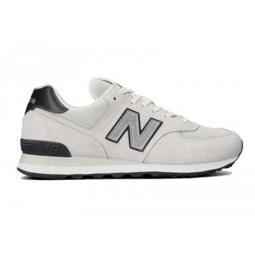 Кроссы New Balance 574 White Silver - мужская сетка размеров