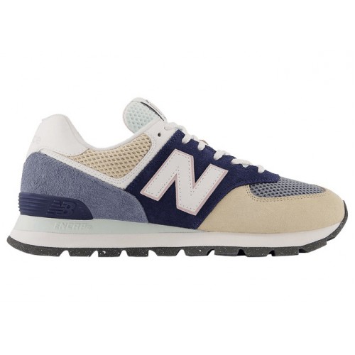 Кроссы New Balance 574 Rugged Blue Beige - мужская сетка размеров