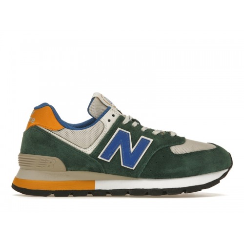 Кроссы New Balance 574 Rugged Green Royal Blue - мужская сетка размеров